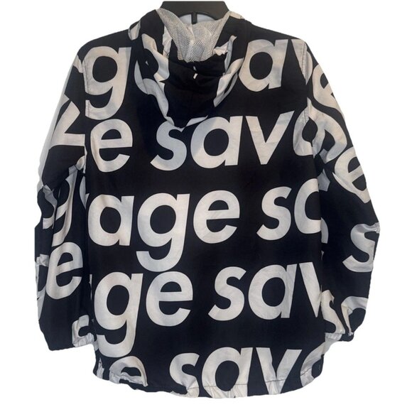 Brooklyn Cloth Mens SAVAGE Black White Lightweight 1/4 Zip Windbreaker Hoodie L - Picture 4 of 9